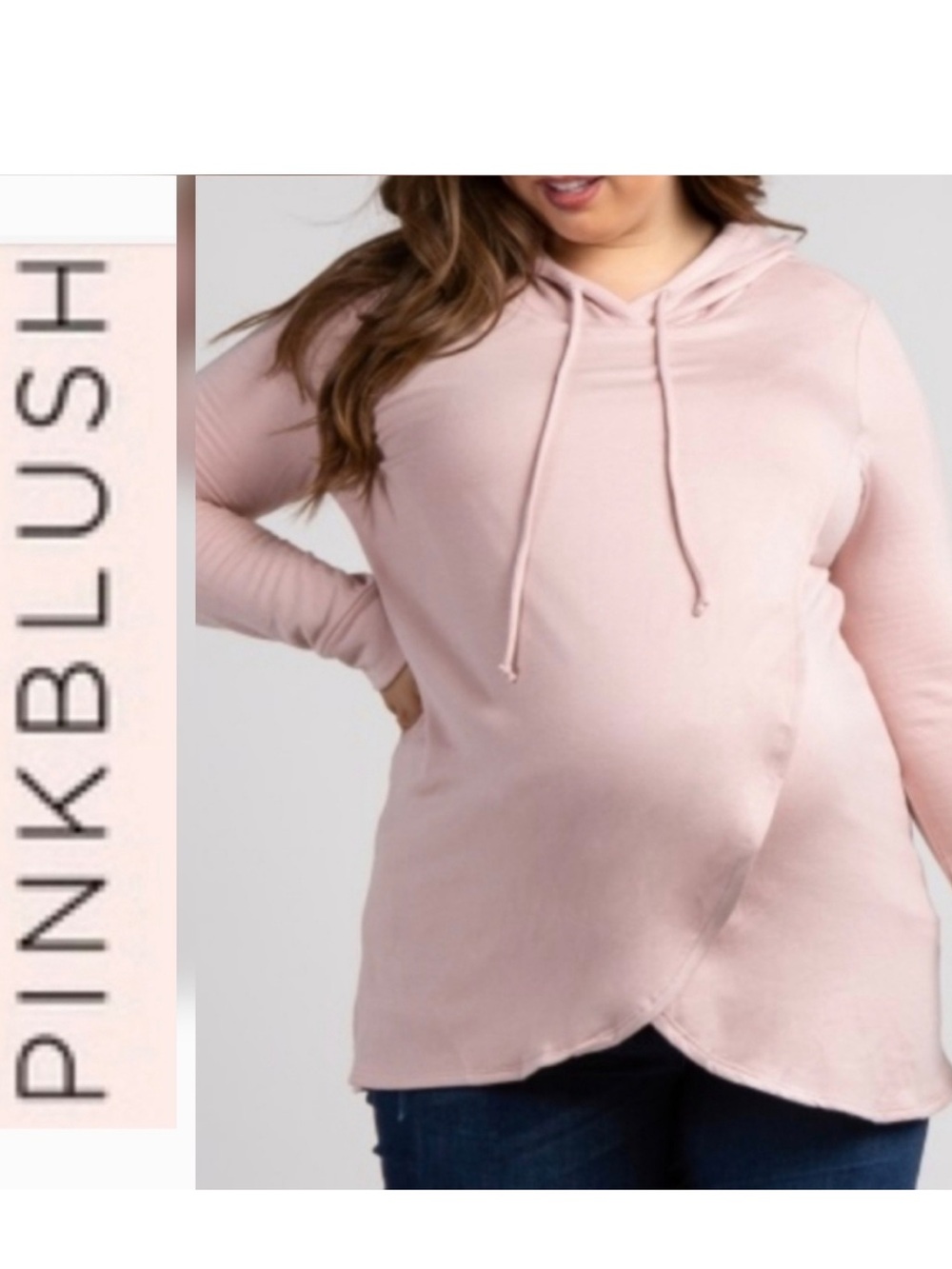 PinkBlush Crossover Maternity Nursing Black Knit Hoodie